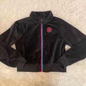 Converse Black Soft Velour Jacket with Pink and Blue Accents